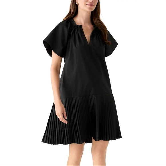 Robbie Bee Women's Black Cotton Blend A-Line Pleaded Dress Size M - Picture 2 of 10